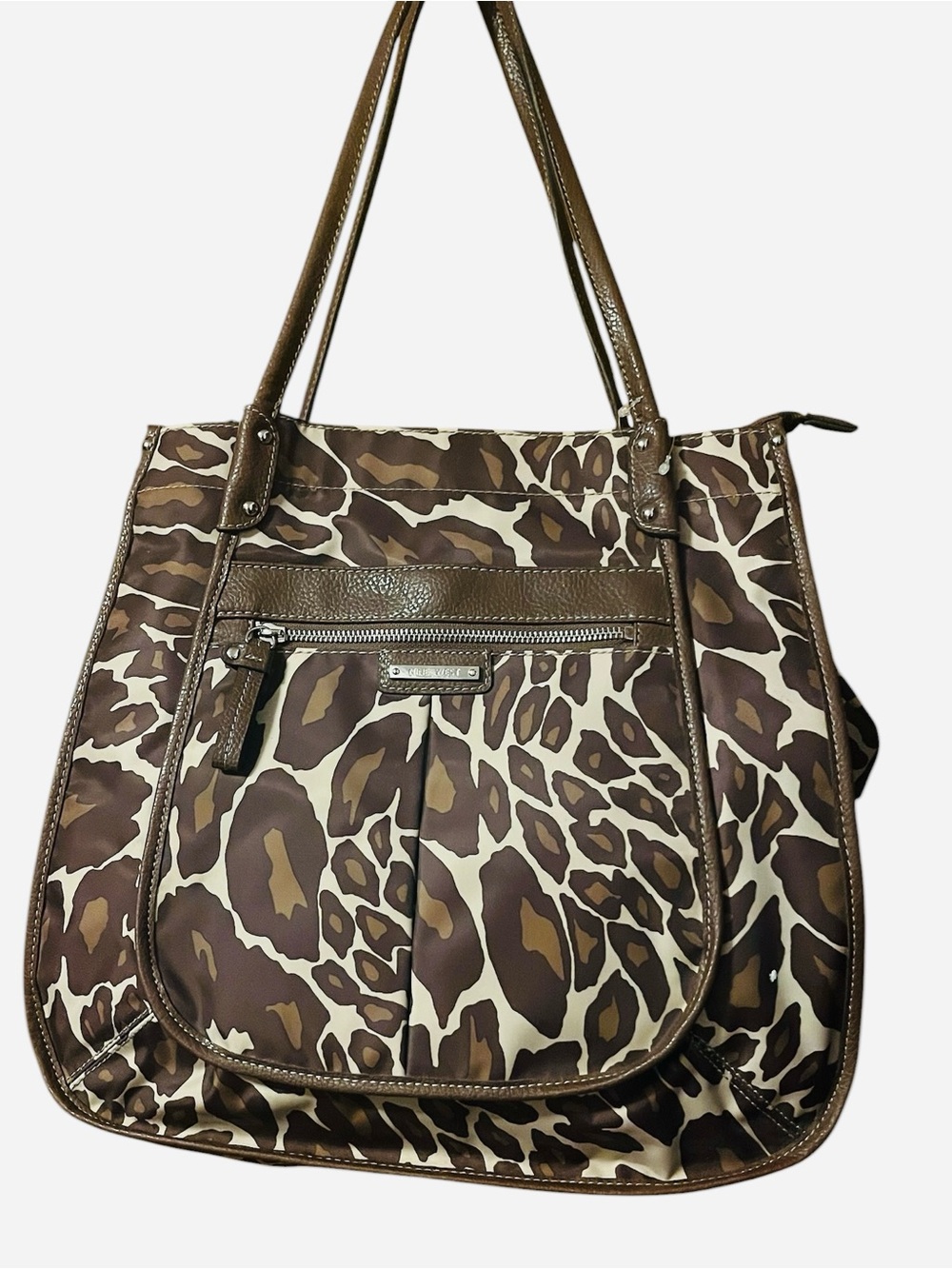 Nine West Brown Leopard Print Tote Bag